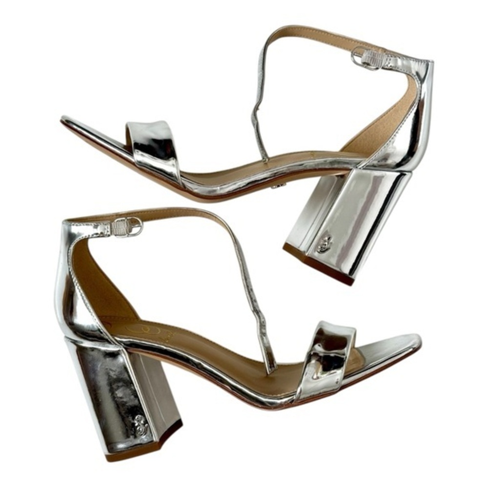 Sam Edelman Daniella Metallic Block Heel Sandals Silver 6M